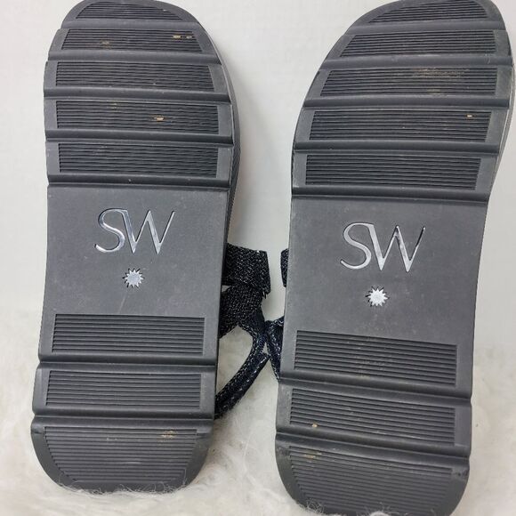Stuart Weitzman Moxie Blue Navy Denim Platform Sport Sandals Size 8 - Picture 9 of 9